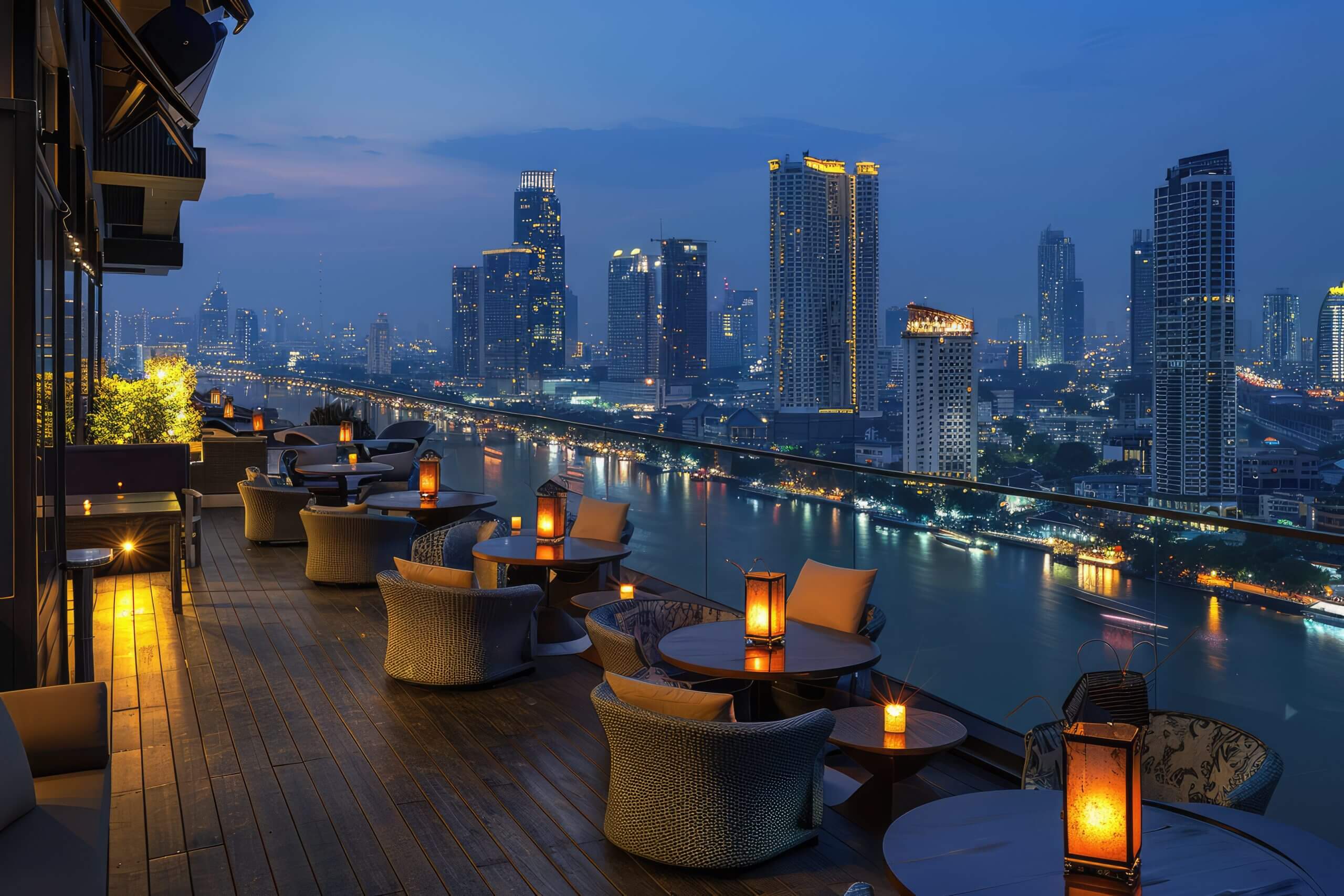 city skyline met uitzicht over de rivier